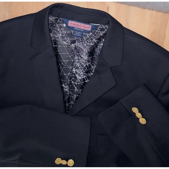 Vineyard Vines Boys Wool Blend Navy Blue Blazer Jacket Gold Buttons Size 18